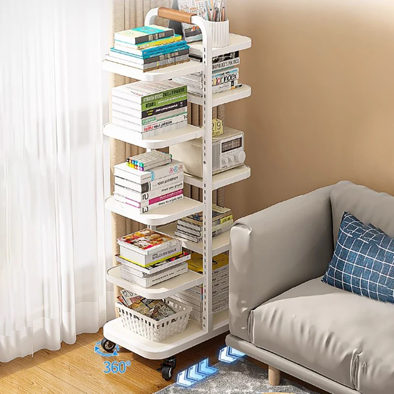 Элегантный скандинавский книжный шкаф на колесах вертикальный металлический