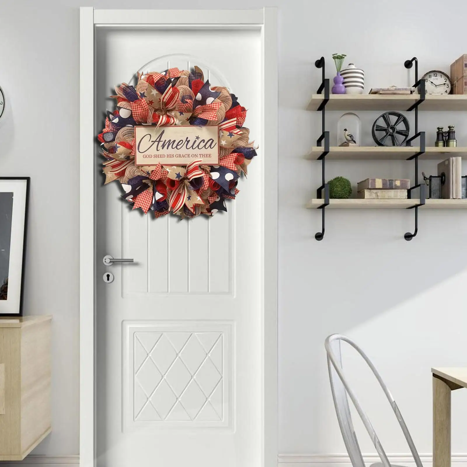 

Patriotic Independence Day Wreath Flower Garland Cloth Decorative 13" for Front