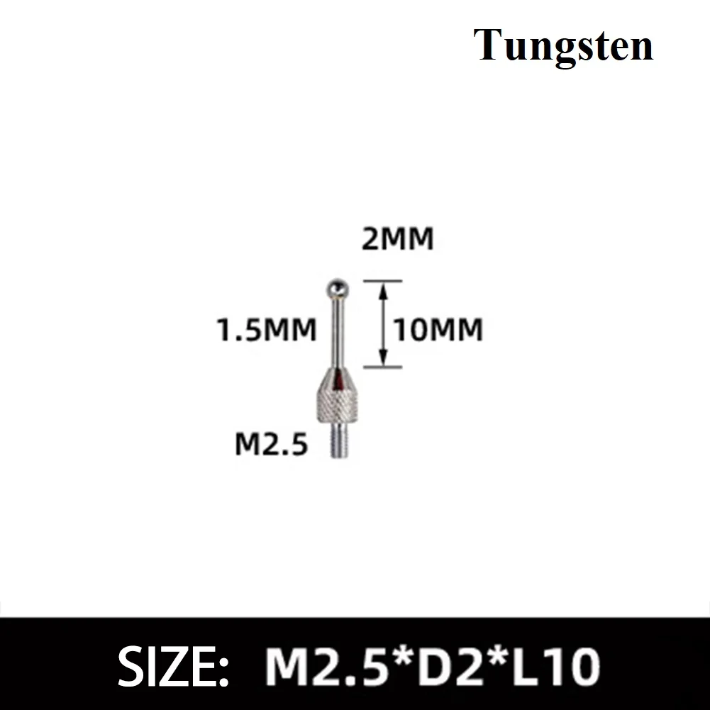 

2mm Contact Points Tip Indicator Probe Carbuncle Tungsten Steel Head M2.5 Thread Micrometer Gauge Indicator Probe Dial Tester