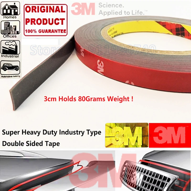3M 3 Meter 3 M VHB 0.8MM Heavy Duty Mounting Double Sided Ad