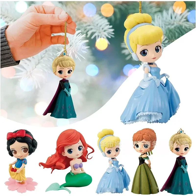 Disney Princess Cartoon Christmas Tree Ornament Pendant Anime Figures Snow White Frozen Elsa Anna Home Decoration Toys