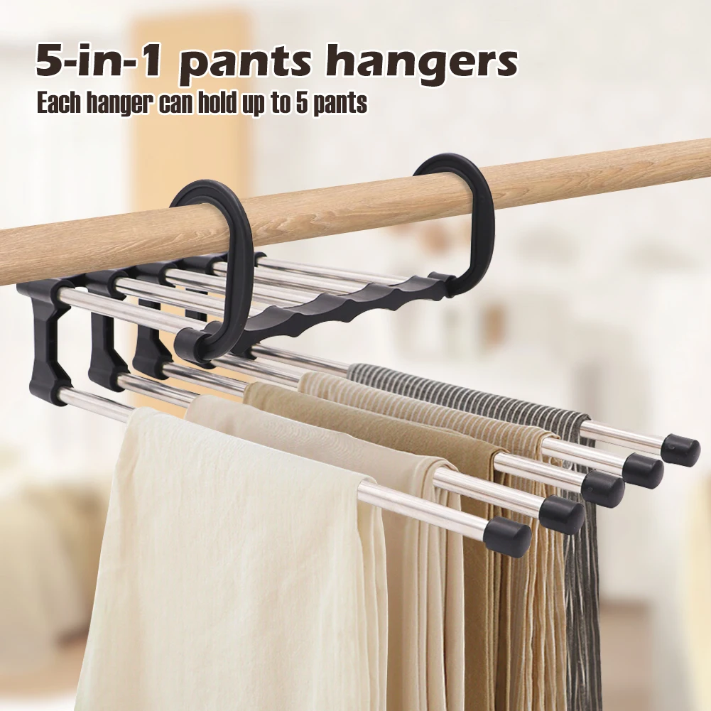 

Home Pants Hangers Space Saving, Non Slip Stainless Trouser Clothes Storage Hangers for Bedroom Closet Wardrobe Pants Organizer