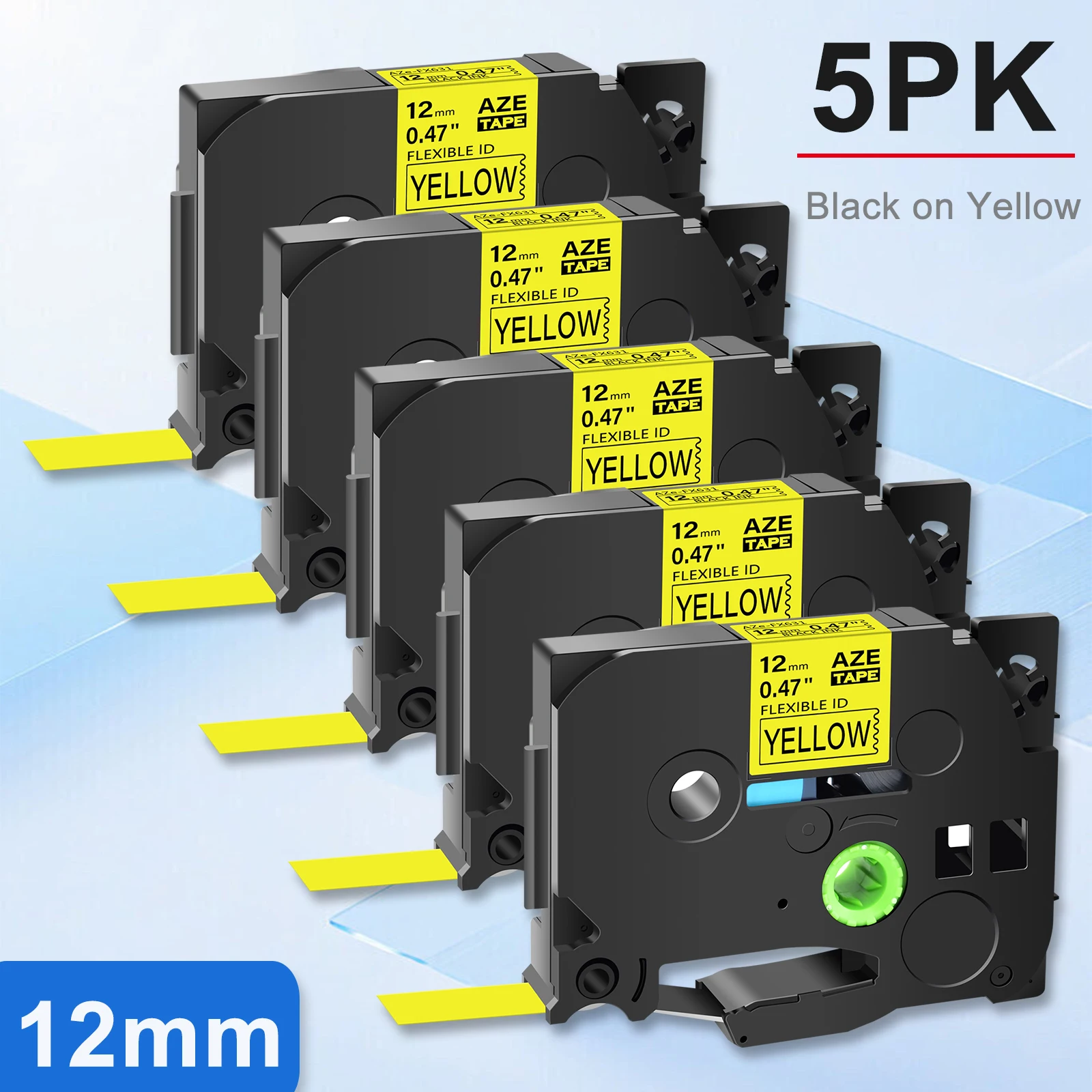 5PK 12 мм Гибкая идентификационная лента для ламинирования совместимая с Brother TZe-FX631