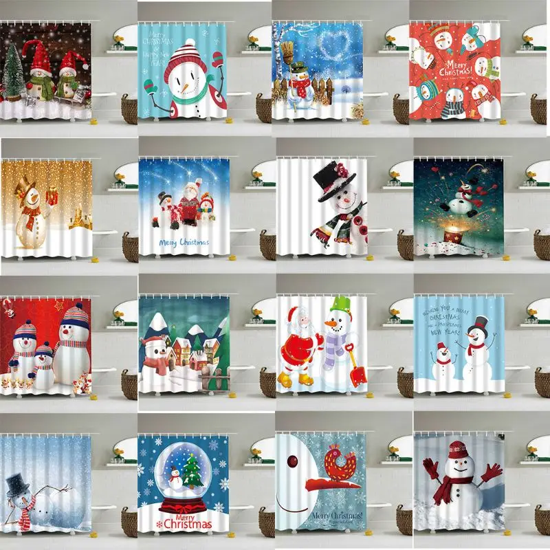 

Рождественская душевая занавеска с надписью "Merry Christmas", штора из полиэстера, водонепроницаемая занавеска для ванной