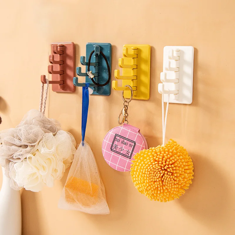 

Rotating hook wall-mounted strong viscose non-trace kitchen bathroom metope punch free sticky hook hook the bedroom door