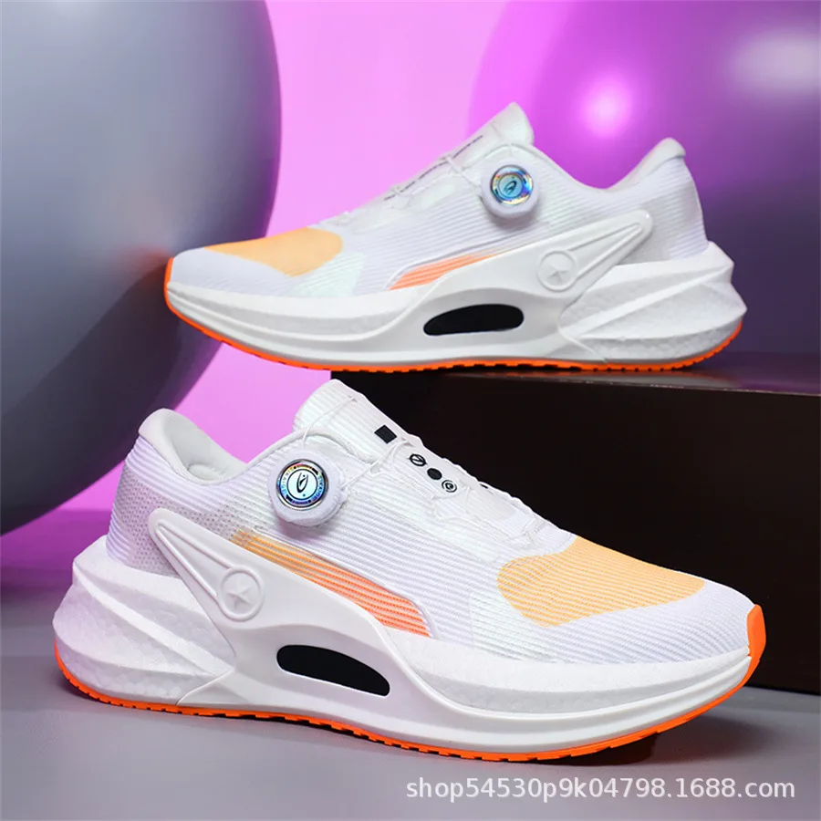 

Баскетбольные кроссовки для мужчин, Молодежная Спортивная Нескользящая износостойкая обувь, на шнуровке, с вращающейся застежкой на спине, кроссовки с настоящей подошвой из попкорна