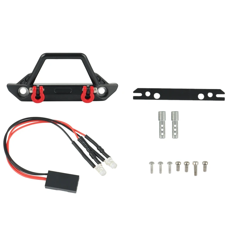 

Metal Front Bumper With Light For Axial SCX24 JLU AXI00002 Deadbolt 90081 1/24 RC Crawler Car Upgrade Parts Accessories Flat Hea