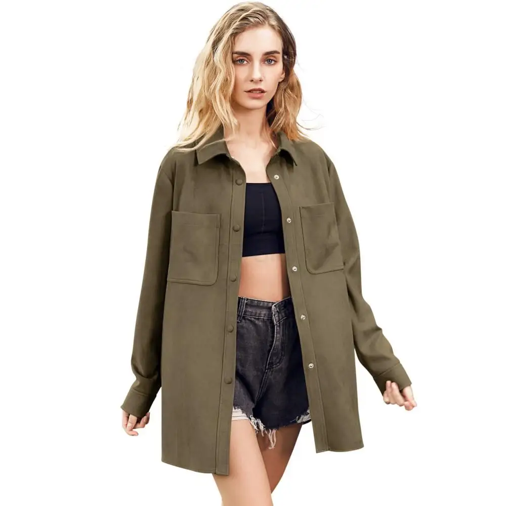 Luxury Women Real Leather Coat Shirts Casual Lapel Pure Color Winter Coat Women Fashion Designer Simple Genuine Suede Shirts