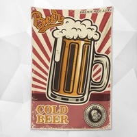 cold beer nostalgic retro hanging cloth wall chart vintage beer day poster wallpaper banner flag for beerfest parties decor b1