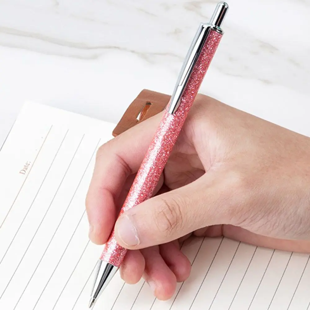 

new Gold powder creative Office Supply multicolor metal press pen ballpoint pen