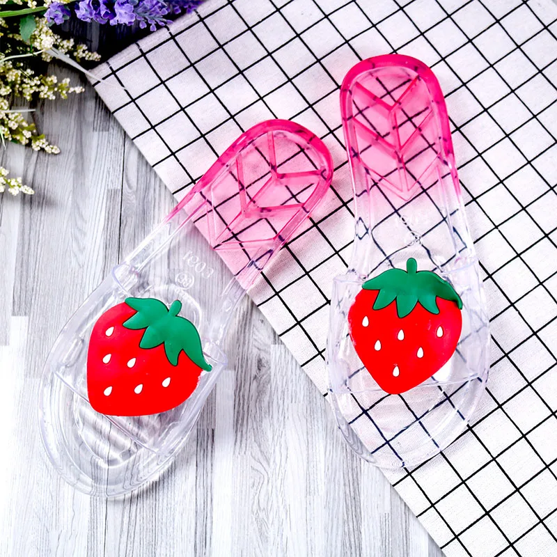 Parent-Child Outfit Slippers Transparent Summer Sandal for Girls Women Kids Gradient color Beach Shoes Home Bathroom Flip Flops