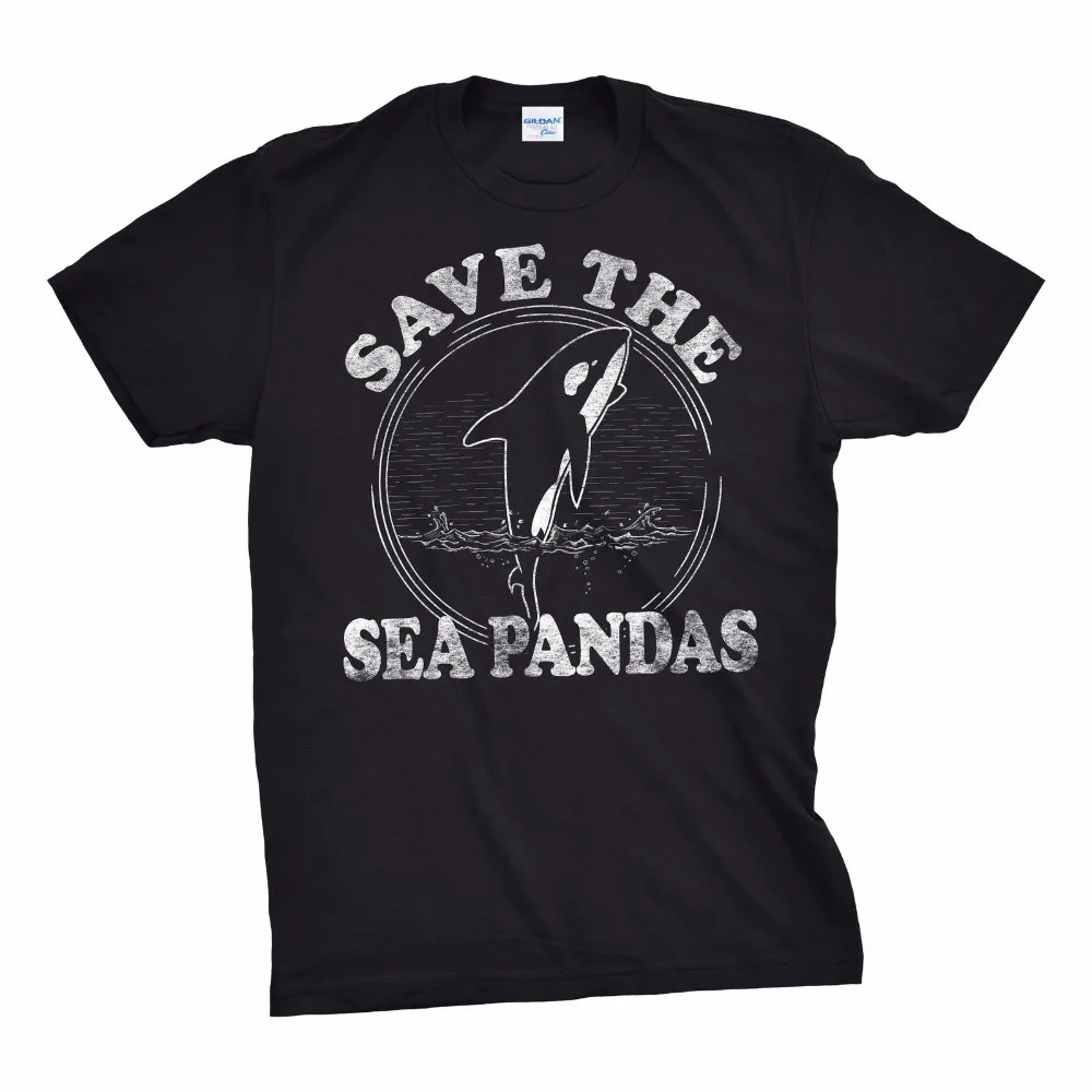 

Harajuku Funny Rick Tee Shirts 100% Cotton Men'S Save The Sea Pandas Funny Whale Dolphin Ocean Life Tee Shirt T-Shirts Classic