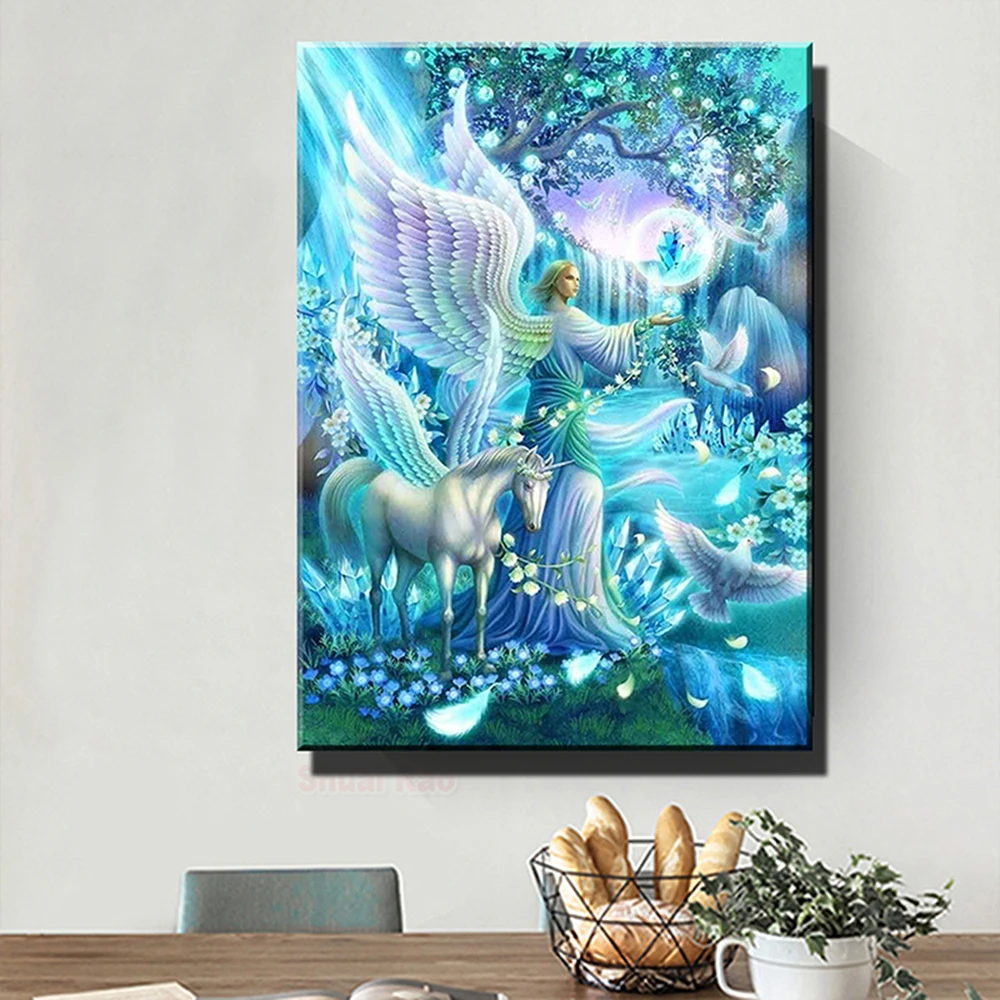 

Fantasy Unicorn Fairy Tale World Crystal 5D Diy Diamond Painting Puzzle Embroidery Full Diamond Mosaic Cartoon Landscape