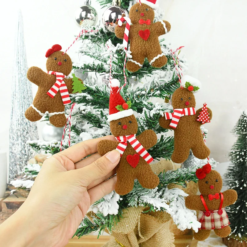 

Подвеска в виде рождественской имбирной куклы, 3 шт./компл., подвески для новогодней елки, подвески для новогоднего подарка детям с веревкой, украшения для дома
