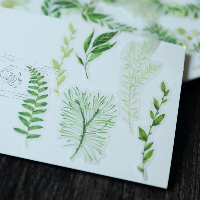 

Vintage Translucent Plants Sticker Decorative Retro Stickers Garbage Diary DIY Phone Notebook Hand Account Decorative Sticker