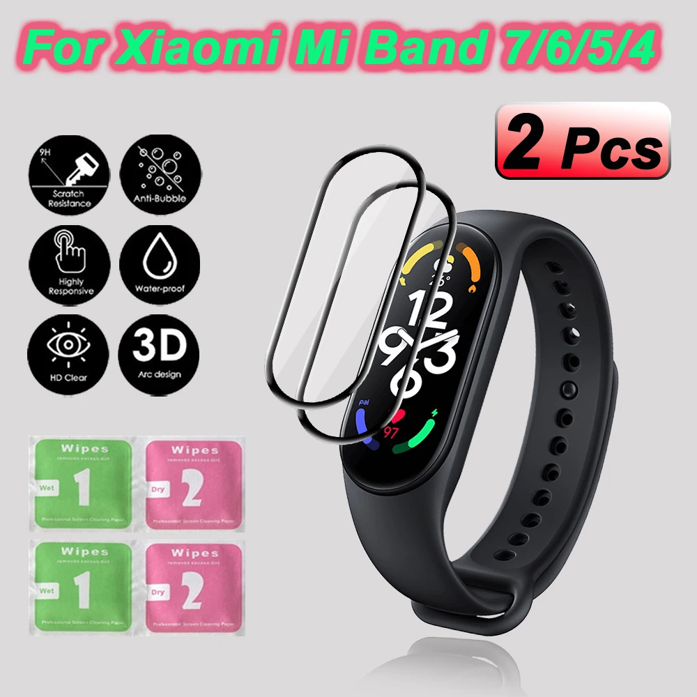 

2X 3D Curved Edge Protective Film For Xiaomi Mi Band 7 Screen Protector Tempered Glass Cover Watch Protection Film For Mi Band 7