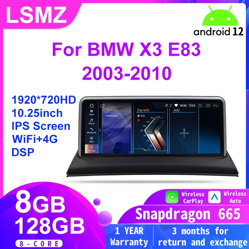 

Android 12 CarPlay For BMW X3 E83 2003-2010 Auto Radio Car Multimedia Player GPS Stereo WIFI Head Unit DSP 4G LTE