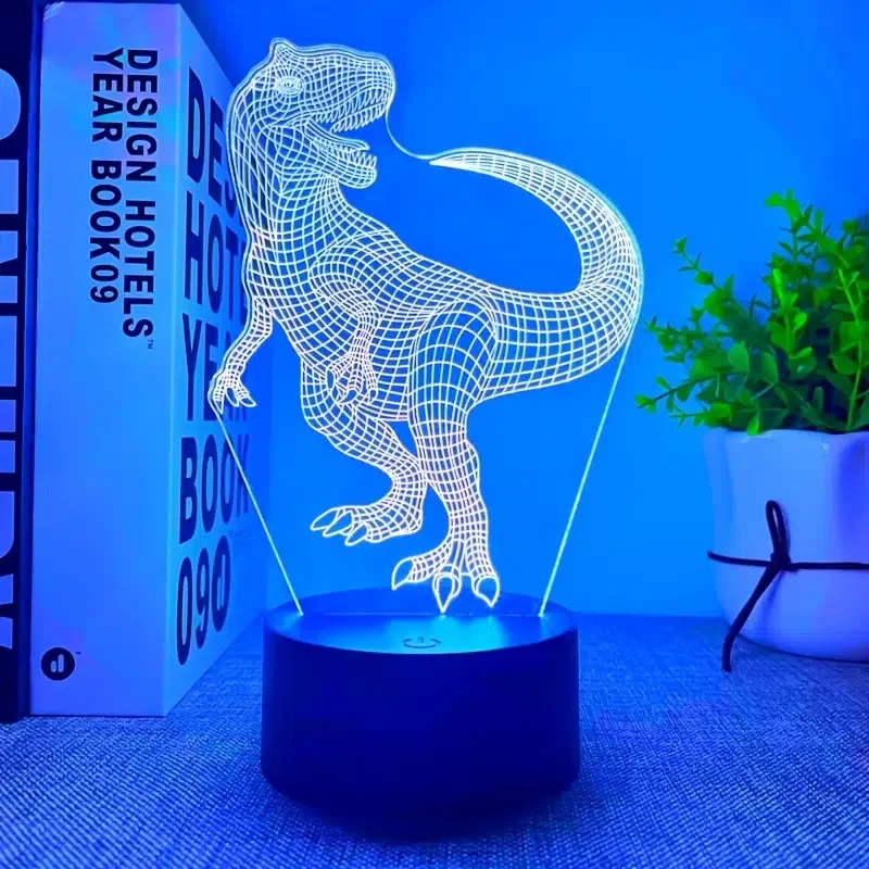 

HMTX 1 шт. 3D ночник с черной основой, 7,71 дюйма x 6,64 дюйма, T-Rex-образный USB атмосферный Настольный светильник, декор для детской комнаты и спальни