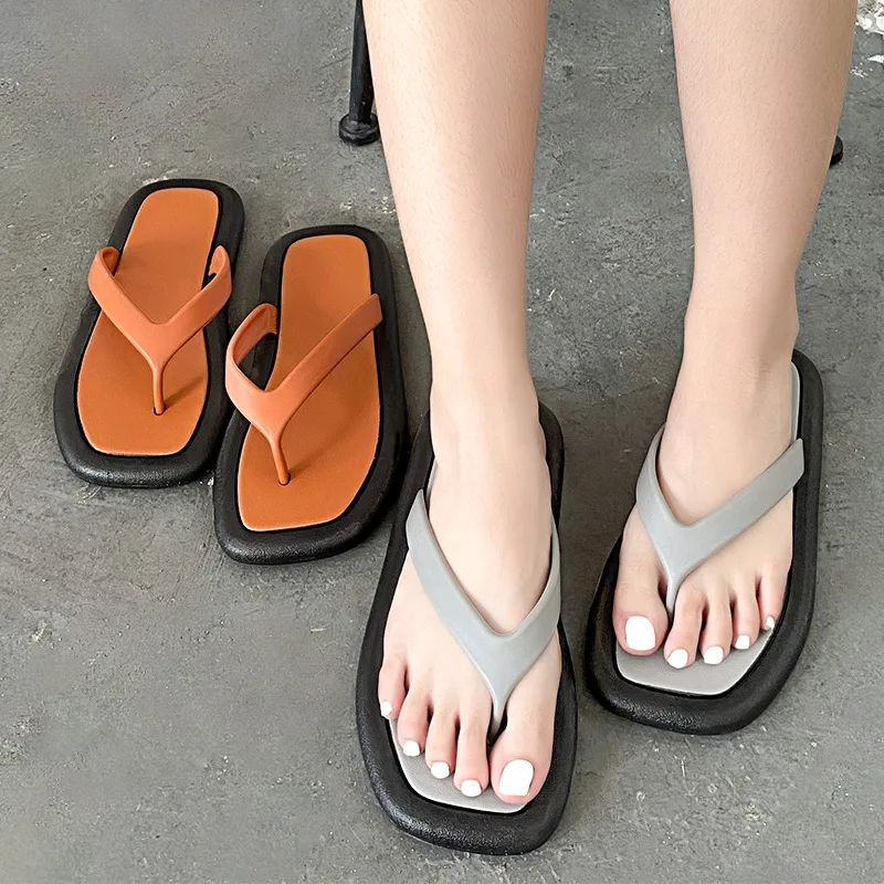 

Сланцы на плоской подошве, пляжные повседневные шлепанцы с мягкой подошвой, летние сандалии, Корейская версия