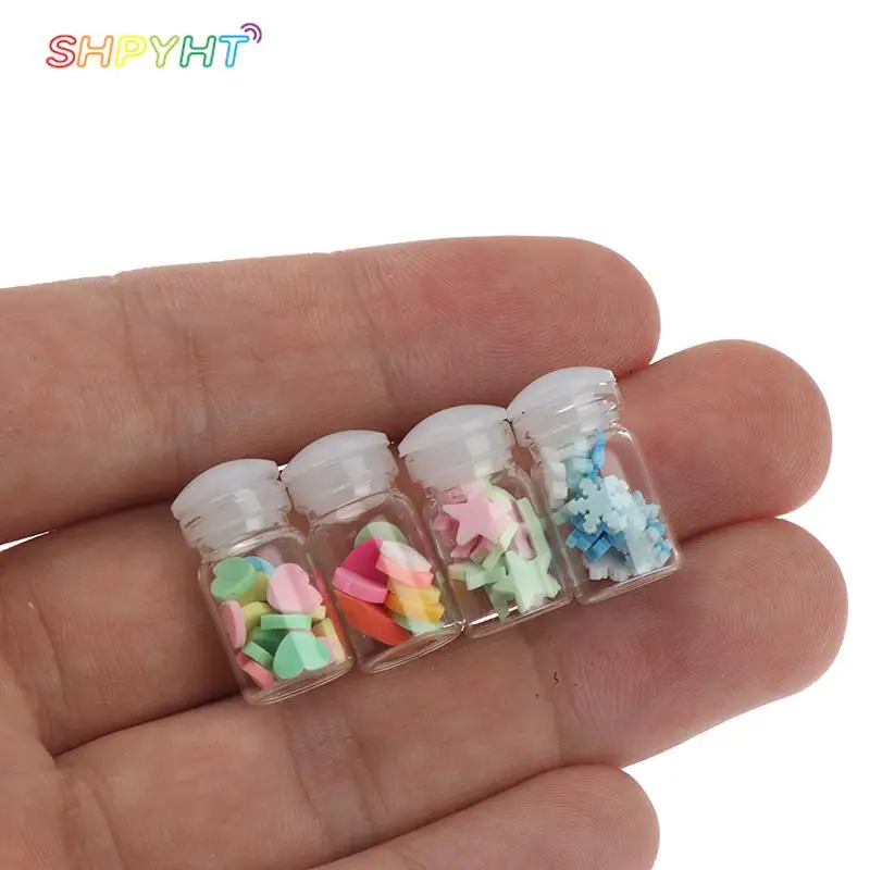 

4Pcs/set 1:12 Dollhouse Miniatuer Simulation Furniture Toys Candy Glass Jar for Dolls Decor for Baby Girls Gifts Toys