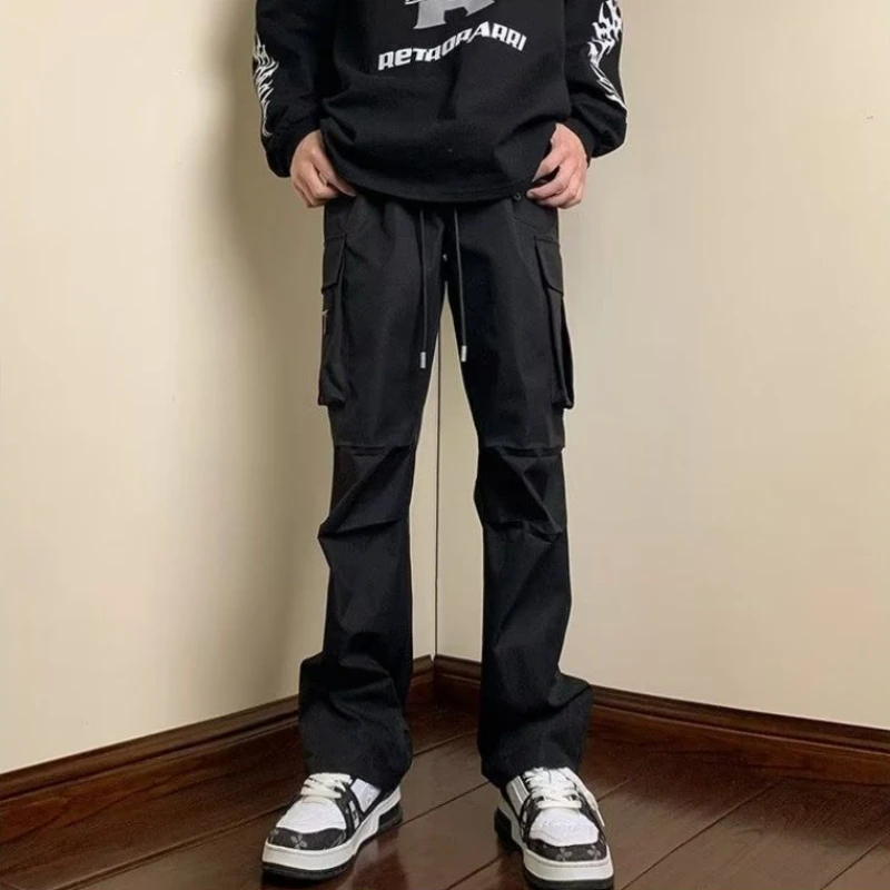 

Fashion Cargo Pants Men Y2k Black Joggers Casual Streetwear Men's Pants Slim Fit Hip Hop Solid Color School Student Trousers