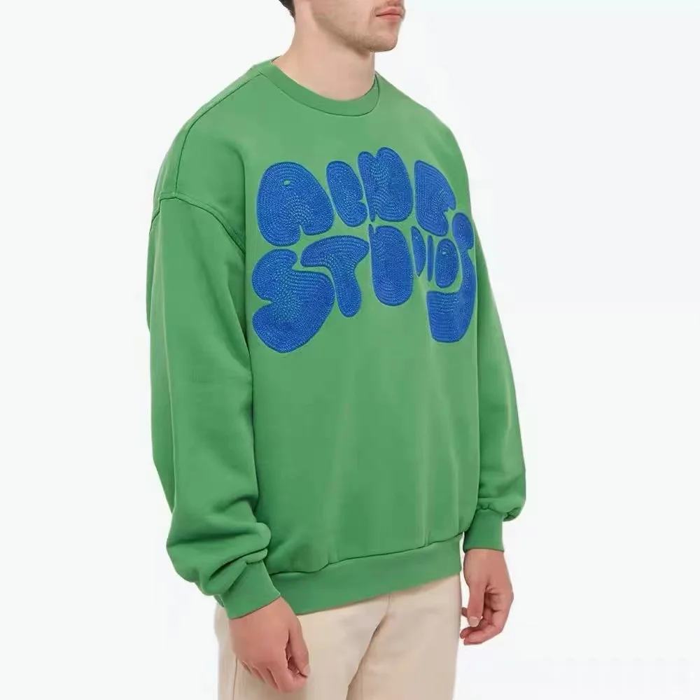 

2022 Ac studios autumn new Chest lettering heavy industry embroidery round neck terry sweater Hoodies Sweatshirts