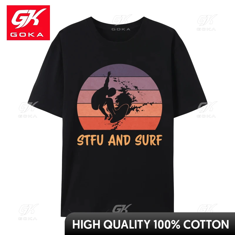 Забавные топы для серфинга Stfu и рубашка Camisa хлопковые мужские футболки на