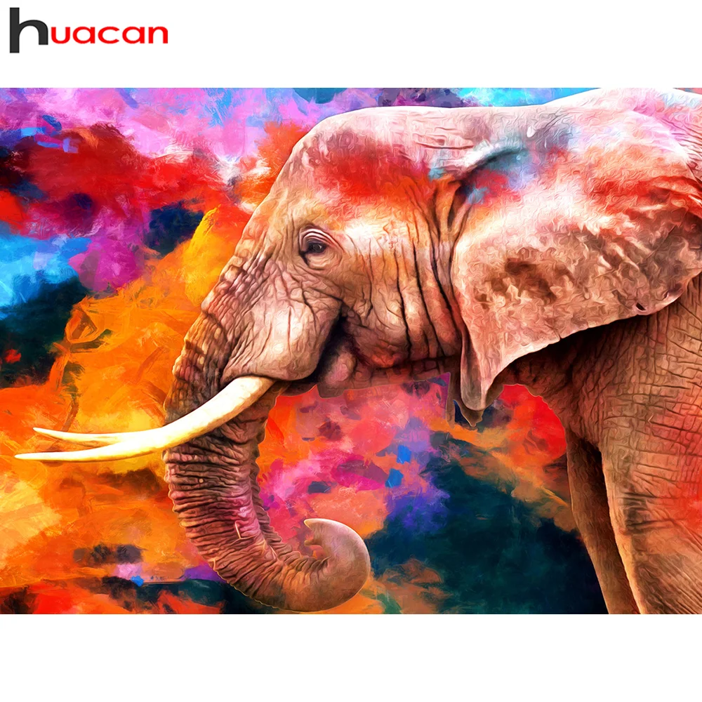 

Набор для алмазной живописи Huacan в виде слона, красочный домашний декор, квадратная/круглая вышивка, мозаика, животное, настенное искусство