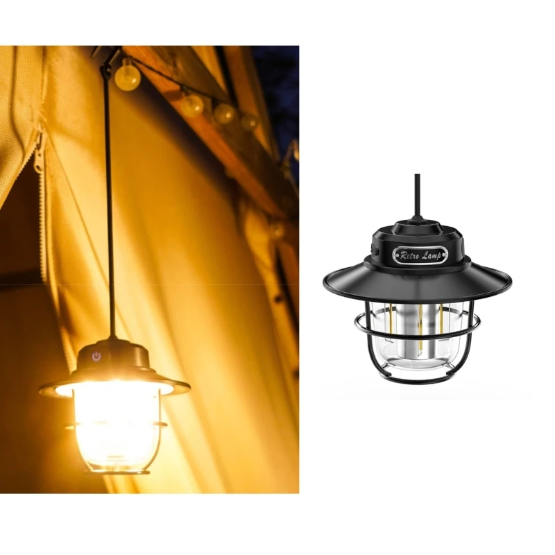 

Black Portable Camping Lanterns Rechargeable Tent Lights for Outdoor Camping