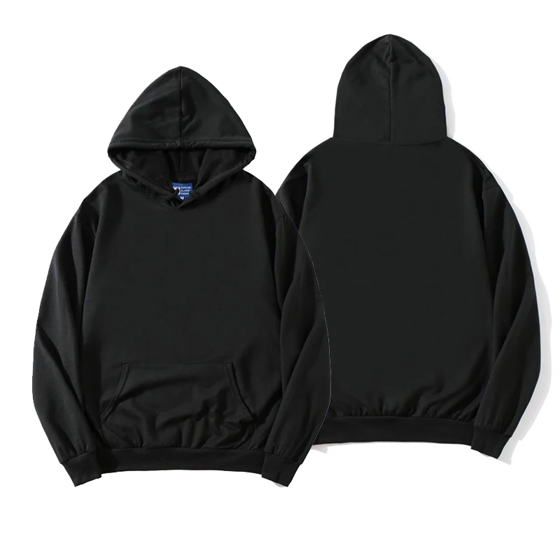 

100% Polyester New Solid Color Hoodie Round Collar Casual Minimalist Loose Long Sleeve Couple Women Pullovers Customized LOGO
