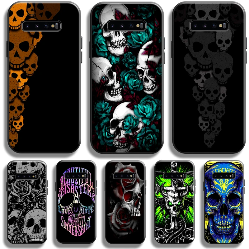 

Rose Skull Grim Reaper Diablo Phone Case For Samsung Galaxy S10 S10 Plus S10 Lite S10E Samsung S10 5G Soft Back Carcasa