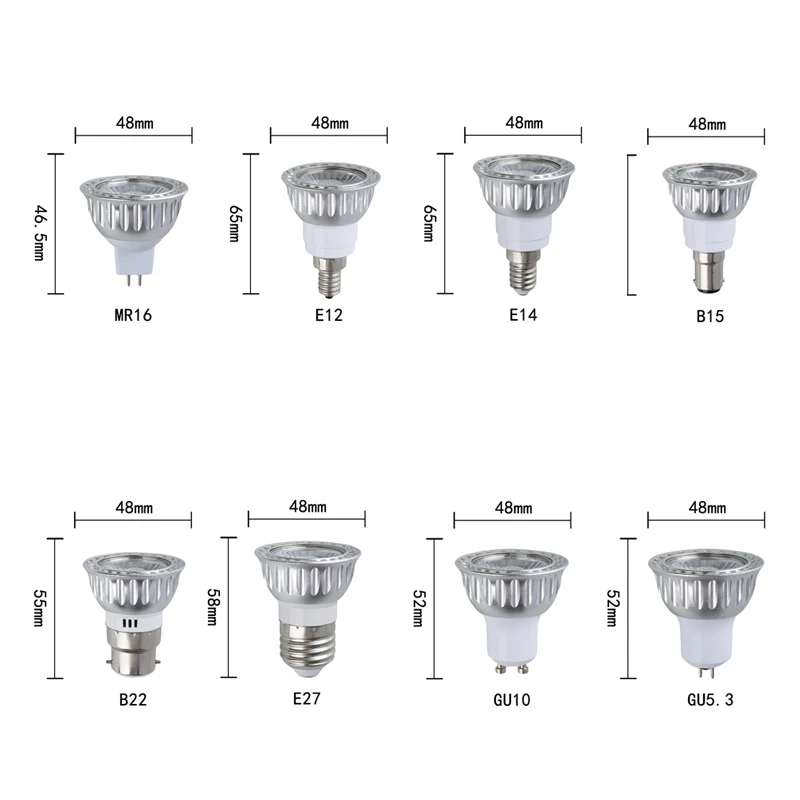 Светодиодные лампы GU10 E27 E14 MR16 GU5.3 E12 10W AC 110V 220V Bombillas