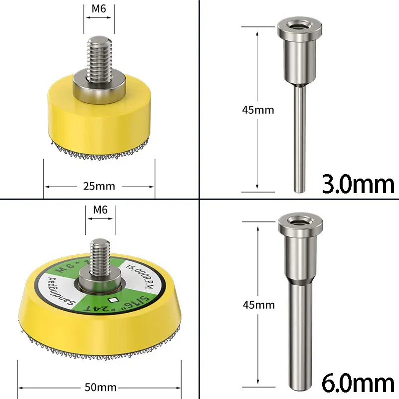 60 шт. 1/2 дюйма 25/50 мм набор шлифовальных дисков 100-2000 абразивных полировальных