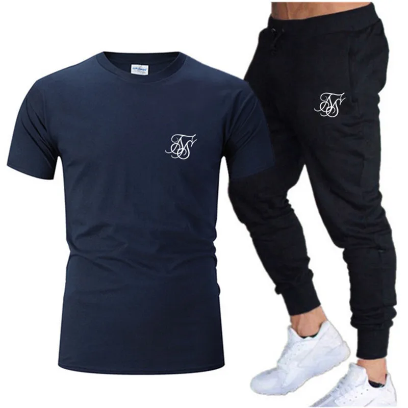 2023 Summer Fashion Casual Sports Suit Sports Wear Sports Suit Men's Sports Suit Short Sleeve + T-shirt 2 Piece Suit