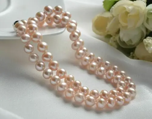 

Очаровательное 18 "натуральное 9-10 мм AAA + розовое жемчужное ожерелье из южного моря 14K