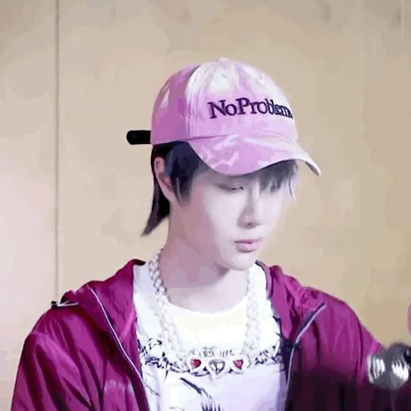 

KPOP Wang YiBo NO PROBLEM Letter Embroidery Hat Hip-Hop Tie-Dye Casual Baseball Cap Men Women Shaded SunHat For Fan Gifts 24h
