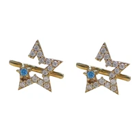 100 925 sterling silver 14k gold plated star stud earrings for women simple temperament french small earrings fashion jewelry