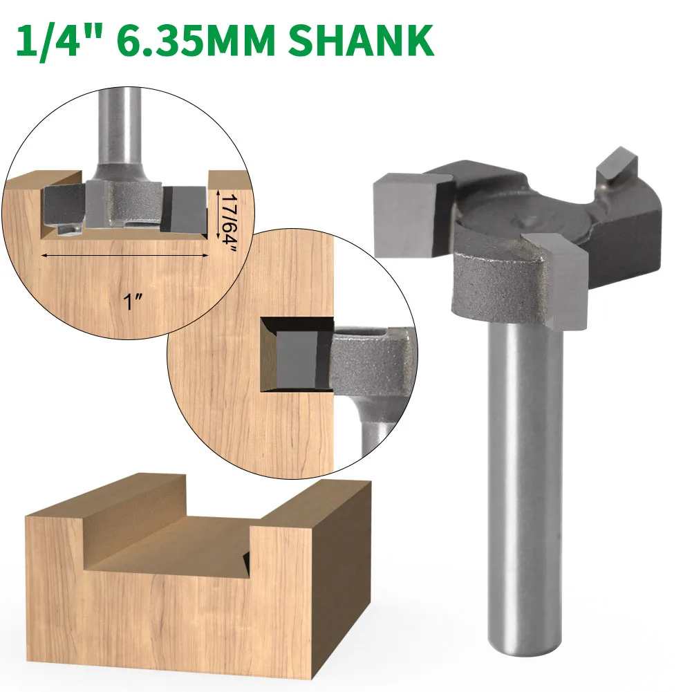 

1PC 1/4" 6.35MM 6MM Shank Milling Cutter Wood Carving 3 teeth T-Slot Router Bit Straight Edge Slotting Milling Cutter Handle