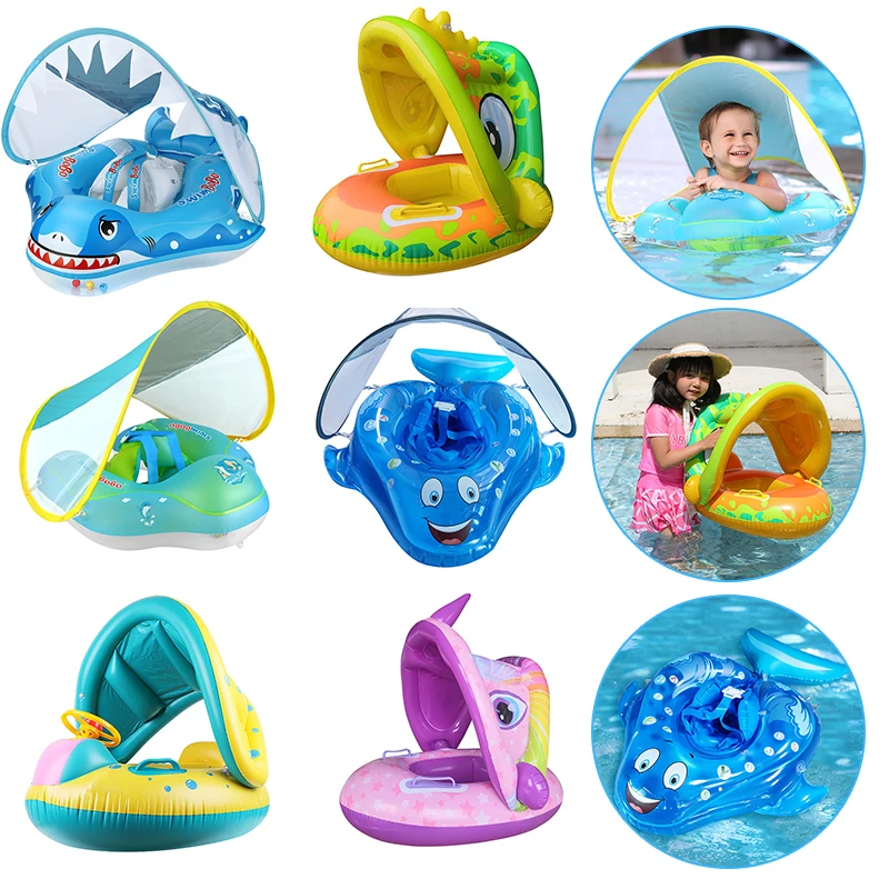 

Sunscreen Swimming Rings Seat Inflatable Infant Floating Kids Swim Ring Circle Bathing Summer Water Beach Party Pool Bathtub Toy