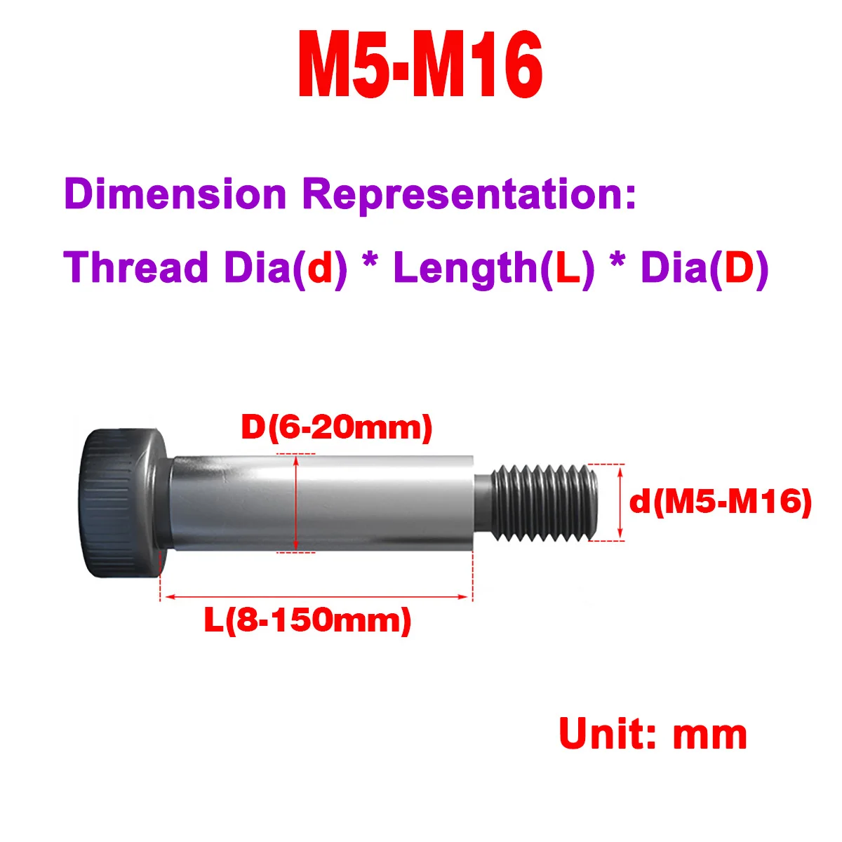 

Grade 12.9 Metric Plug Screw / Shoulder Shaft Shoulder Equal Height Limit Bolt M5-M16