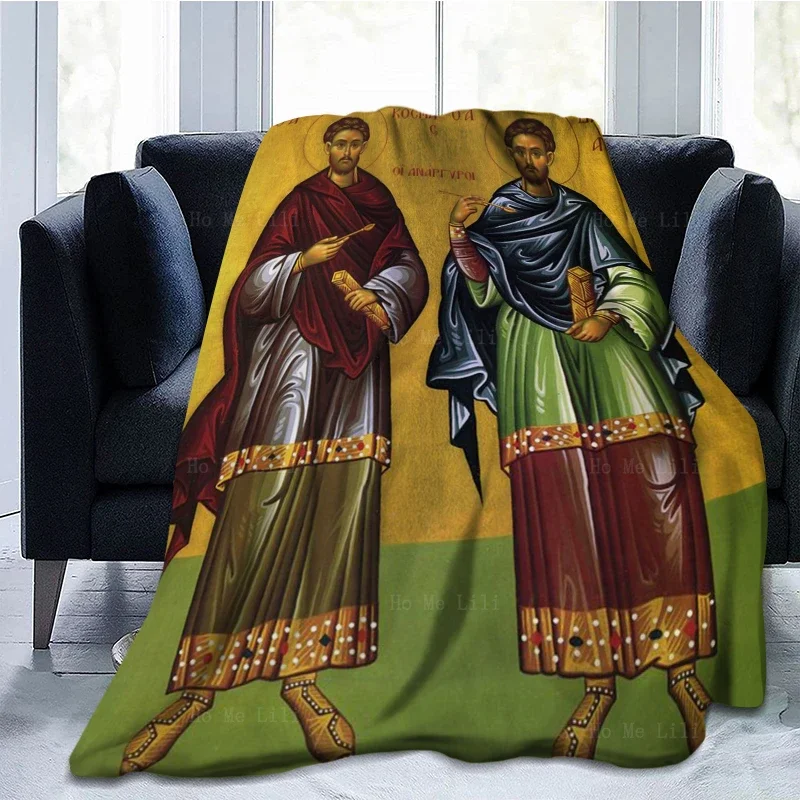 Фланелевое Одеяло для всех сезонов с мучениками СС космой и дамианским арчанелем