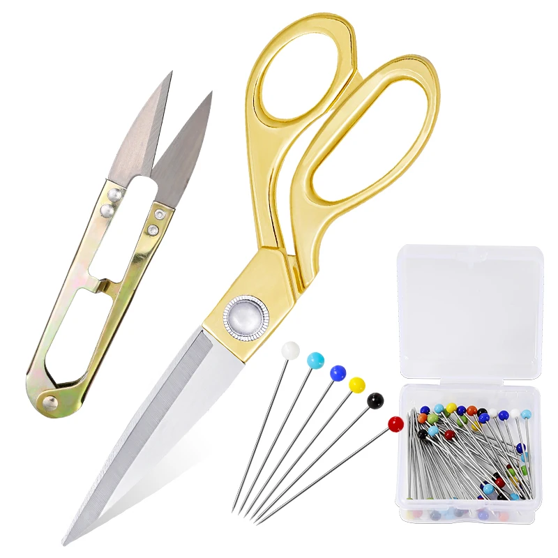 

SHWAKK Professional Tailor Sewing Scissors U-shaped Clothing Scissors With 100pcs Dressmaking Pins Needlework Tool Accessories