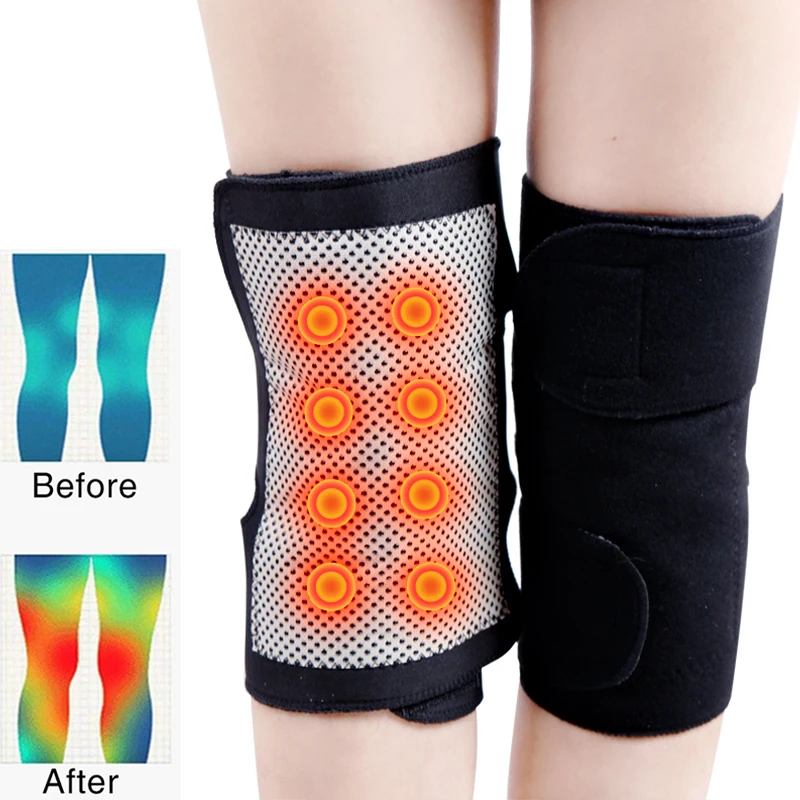 

2pcs Knee Brace Support Kneepad Protector Tourmaline Self heating Belt Magnetic Protective Knee Massager Therapy for Arthritis