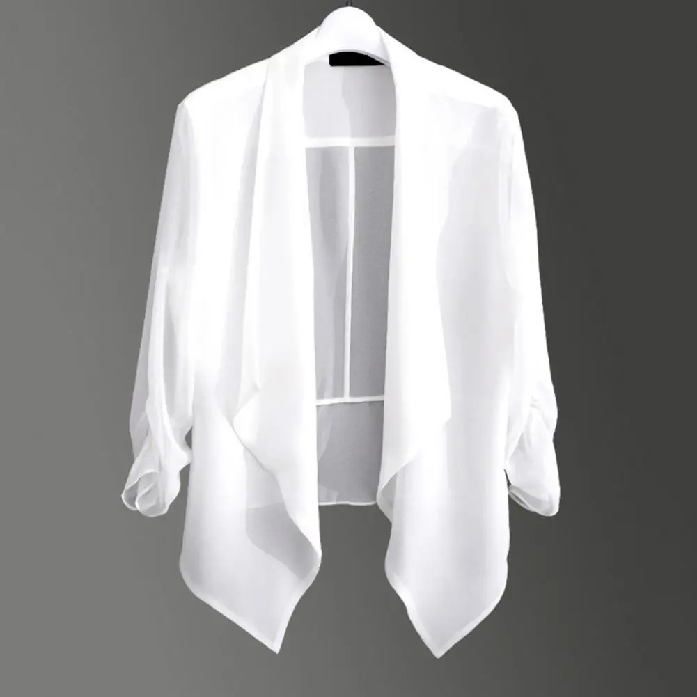 

Women Commute Coat Chic Women's Cardigan Elegant Lapel Style Soft Breathable for Formal Business Commute Women Long Sleeve