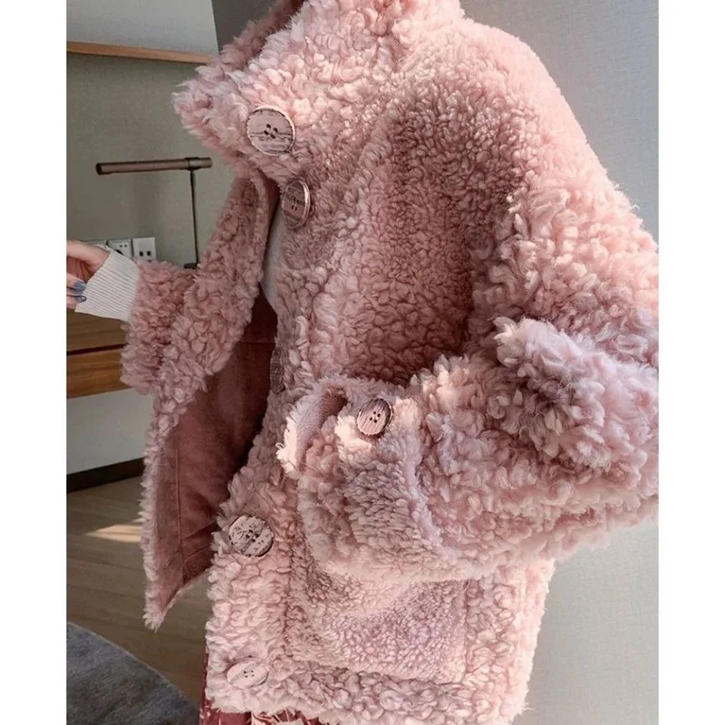 Real Wool Fur Coat Sheep Shearling Autumn Winter Korean Female Jacket Women Clothing Abrigo Mujer Casaco Feminino Y797