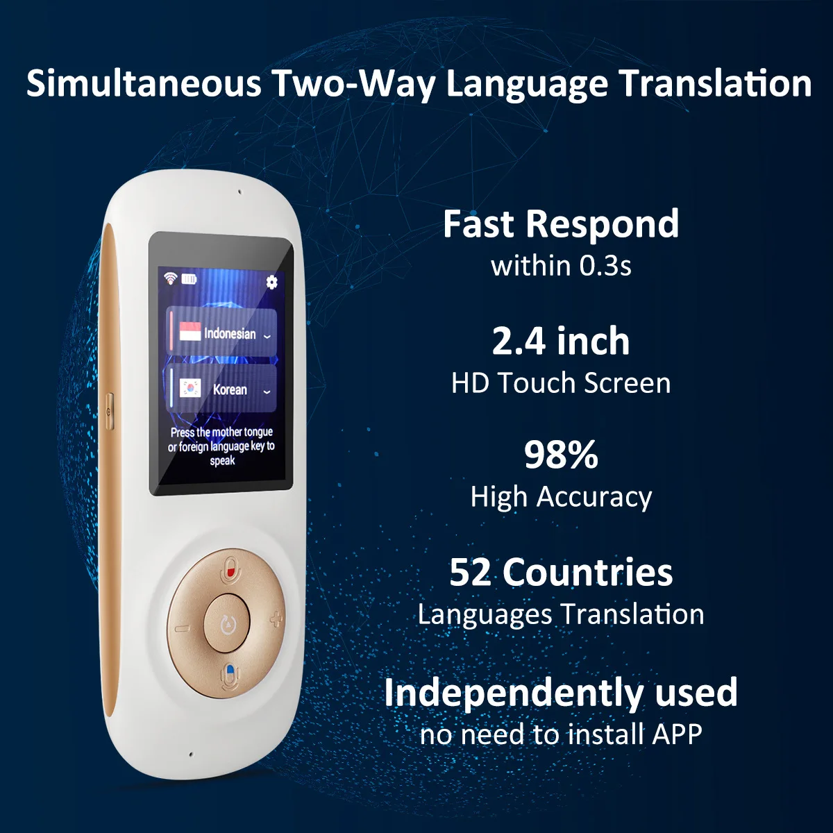 T2S Smart Portable Instant Voice Translator Support 70 Countries Language Two-way Translation Multi-Language Translator Voice enlarge