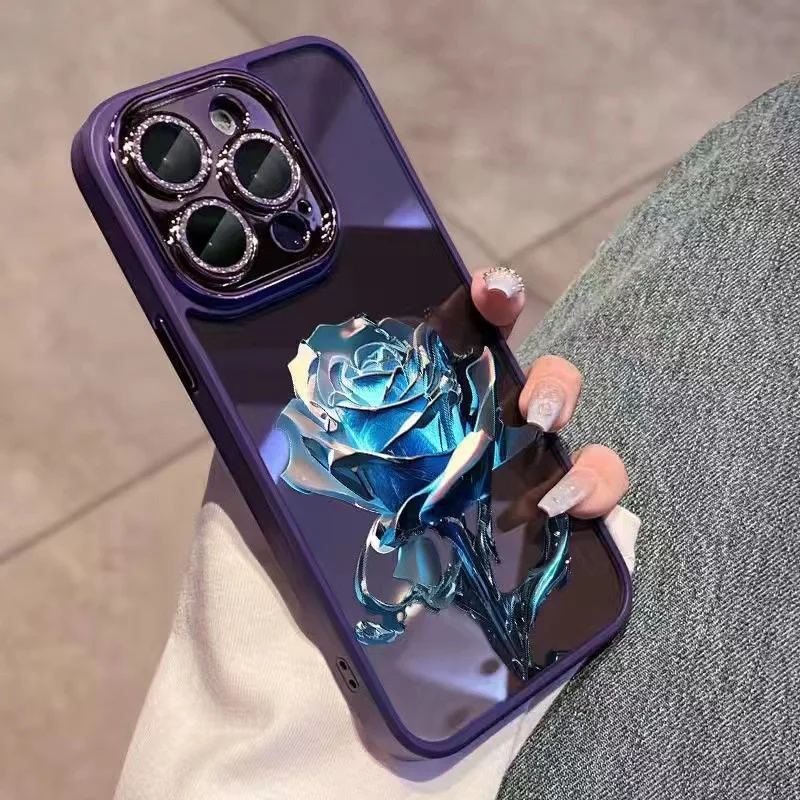 Кристально-синий розовый полноразмерный чехол для телефона iPhone 13Promax 14 12Pro 11 блестящая пленка для объектива Противоударные Защитные Чехлы Чехол