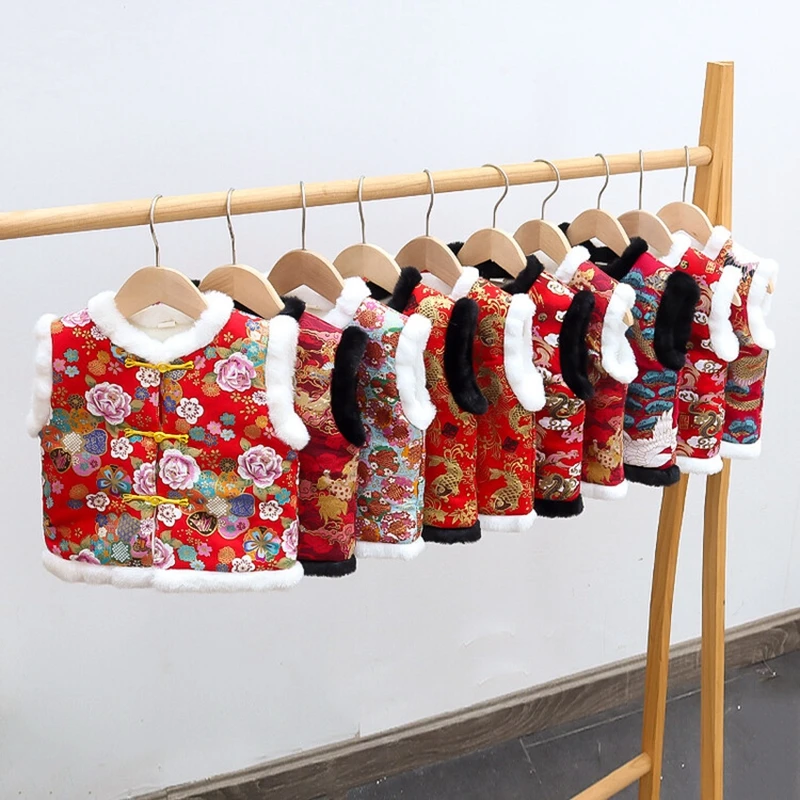 Зима 2024 года детские жилеты для детей от 1 до 8 лет традиционный китайский