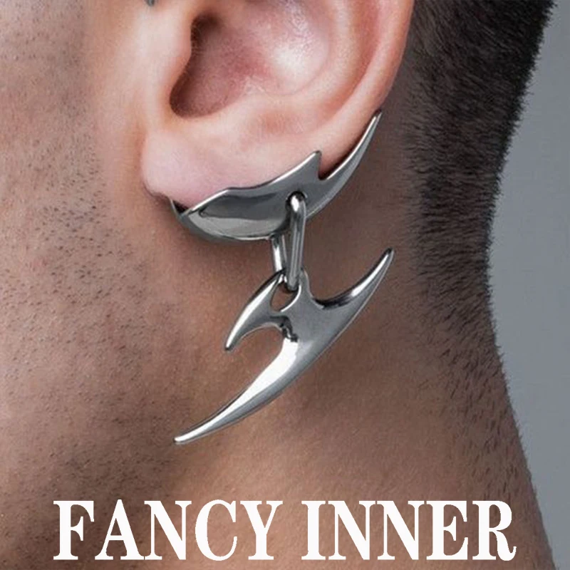 

2023 New Cyberpunk Ear Clip Dagger Earless Piercing Silver Color Metal Earring for Women Men Couple Cool Jewelry