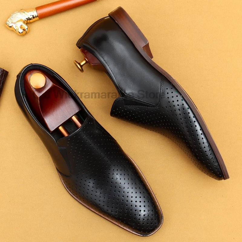 HKDQ итальянские мужские туфли-оксфорды из натуральной кожи черные коричневые